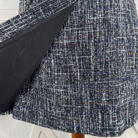 Loft Faux Wrap Tweed A Line Skirt Back Multi 4 Office Preppy Nautical - Picture 6 of 14